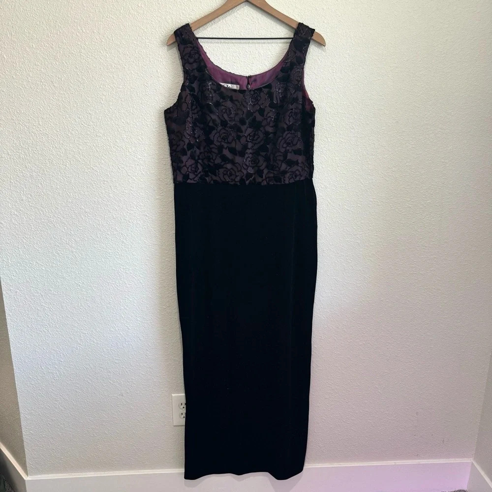 Patra Womens Sleeveless Velvet Burnout Maxi Dress 16 Purple Wedding Whimsigoth